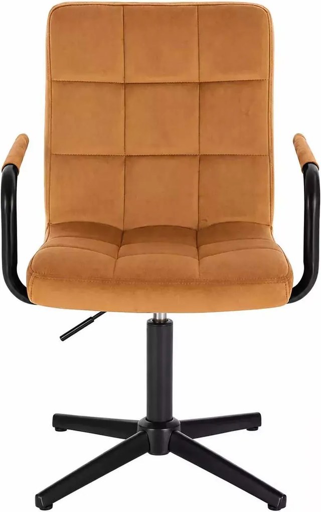 LuxuryForm DESIGN Otočná stolička VERONA BLACK VELUR na čiernom kríži - medová