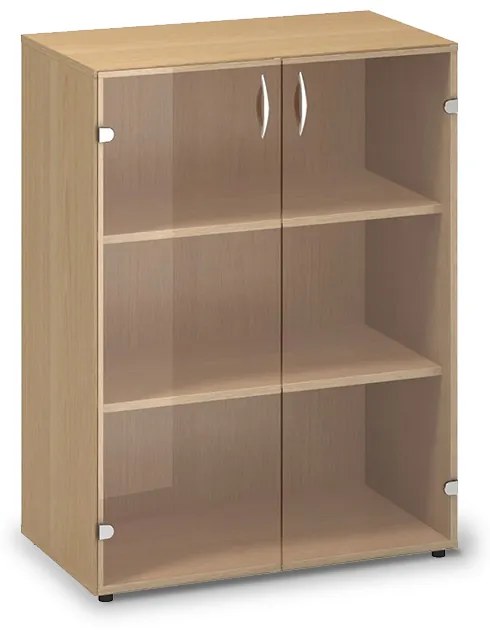 Stredná sklenená skriňa ProOffice 80 x 45,8 x 106,3 cm, buk