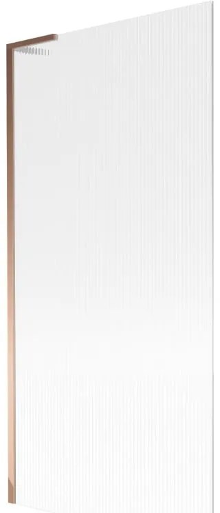 Mexen Next L, 1-krídlová vaňová zástena 90 x 150 cm, 6mm sklo s rebrovým vzorom, ružové zlato profil, 895-090-000-03-09-60