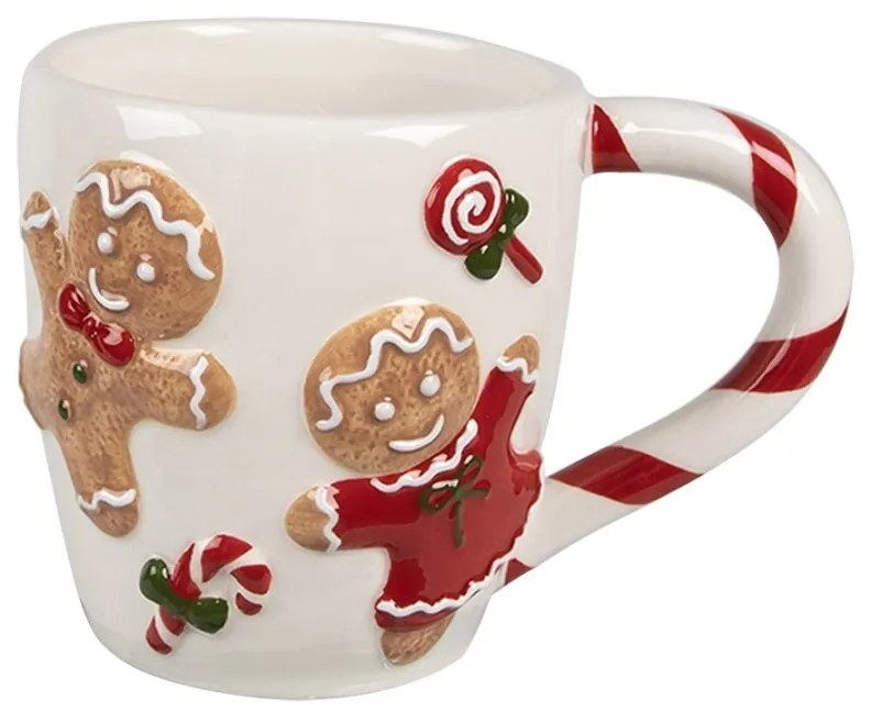 Biely hrnček s perníčkami Gingerbread - 14*9*10 cm / 325 ml