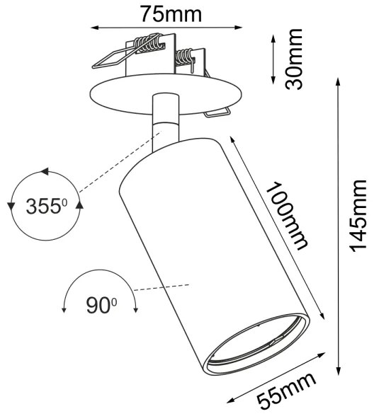 Brosline 3254 - Podhľadové bodové svietidlo ACE 1xGU10/10W/230V, čierne