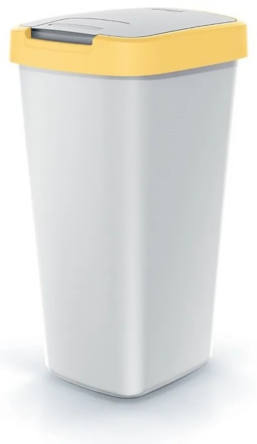 Odpadkový kôš s farebným vekom, 25 l, žltá / sivá