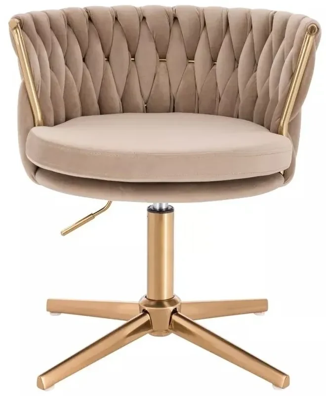 LuxuryForm DESIGN Stolička LYON VELUR na zlatom kríži - latte