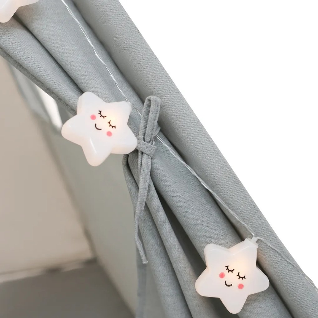 Detský stan teepee JULIUS, 120x120x160cm, šedá/modrá Jurhan