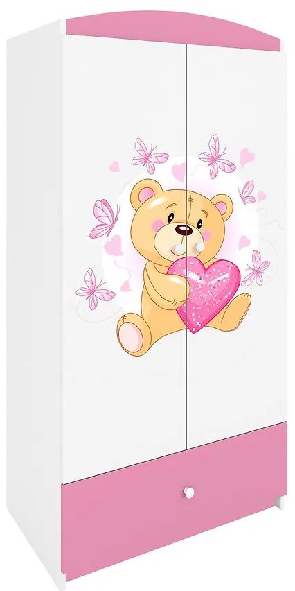 Skriňa Babydreams ružová – Medveď s motýľmi