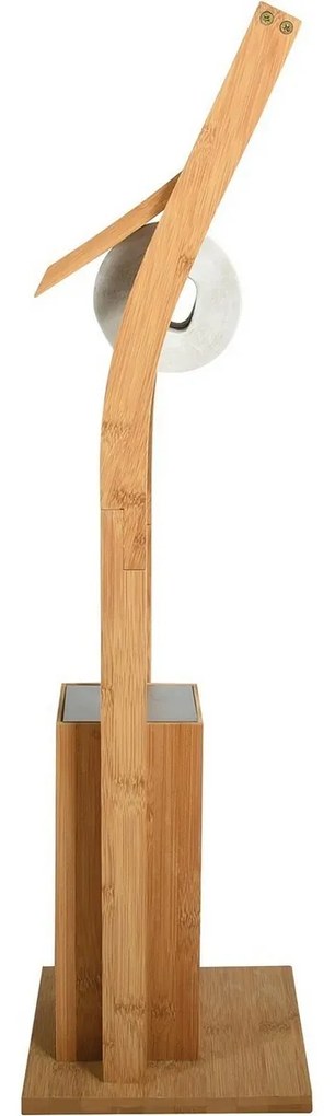 MSV Bambusový stojan na toaletný papier s kefou 16 x 29 x 70 cm