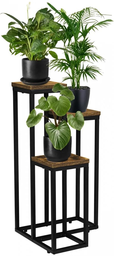 Stojan na kvety Munir čierny/dub