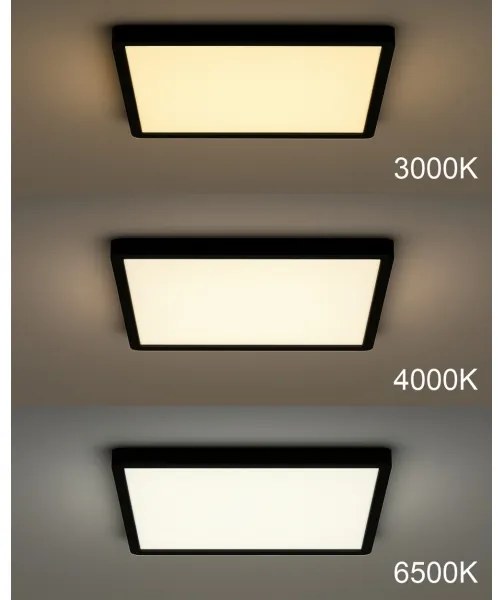 LED Stropné svietidlo LED/24W/230V 3000/4000/6500K 30x30 cm čierna