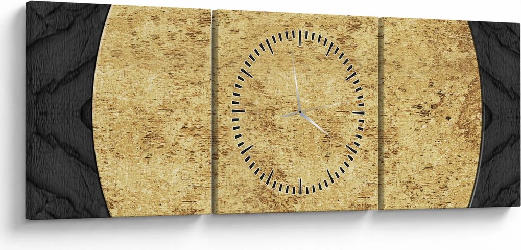 Obraz - Zlatá štruktúra N⁰2 (s hodinami) (90x30 cm)