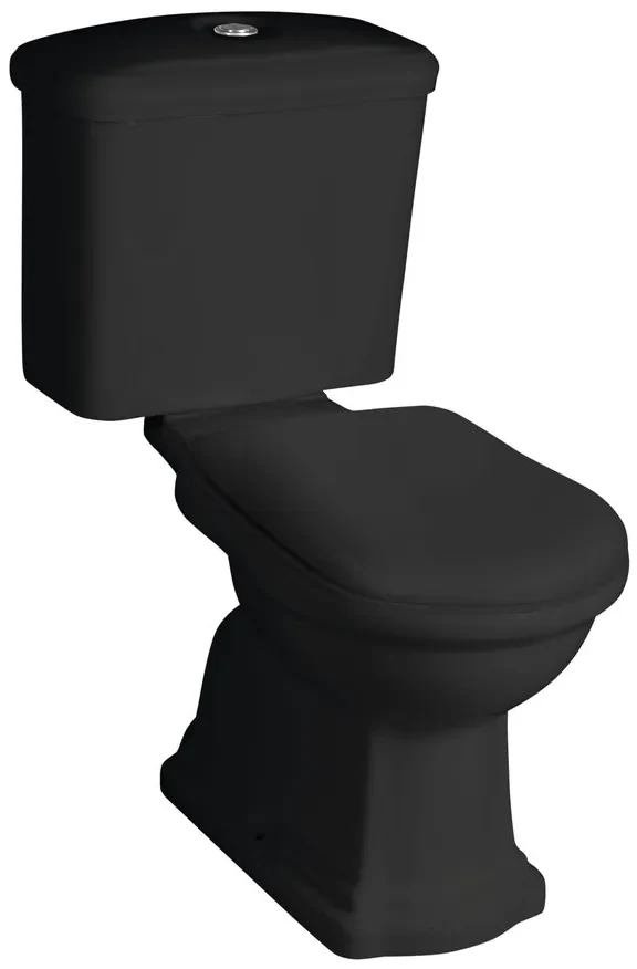 Kerasan Kerasan, RETRO WC kombi, spodný odpad, čierna-chrom, WCSET33-RETRO-SO