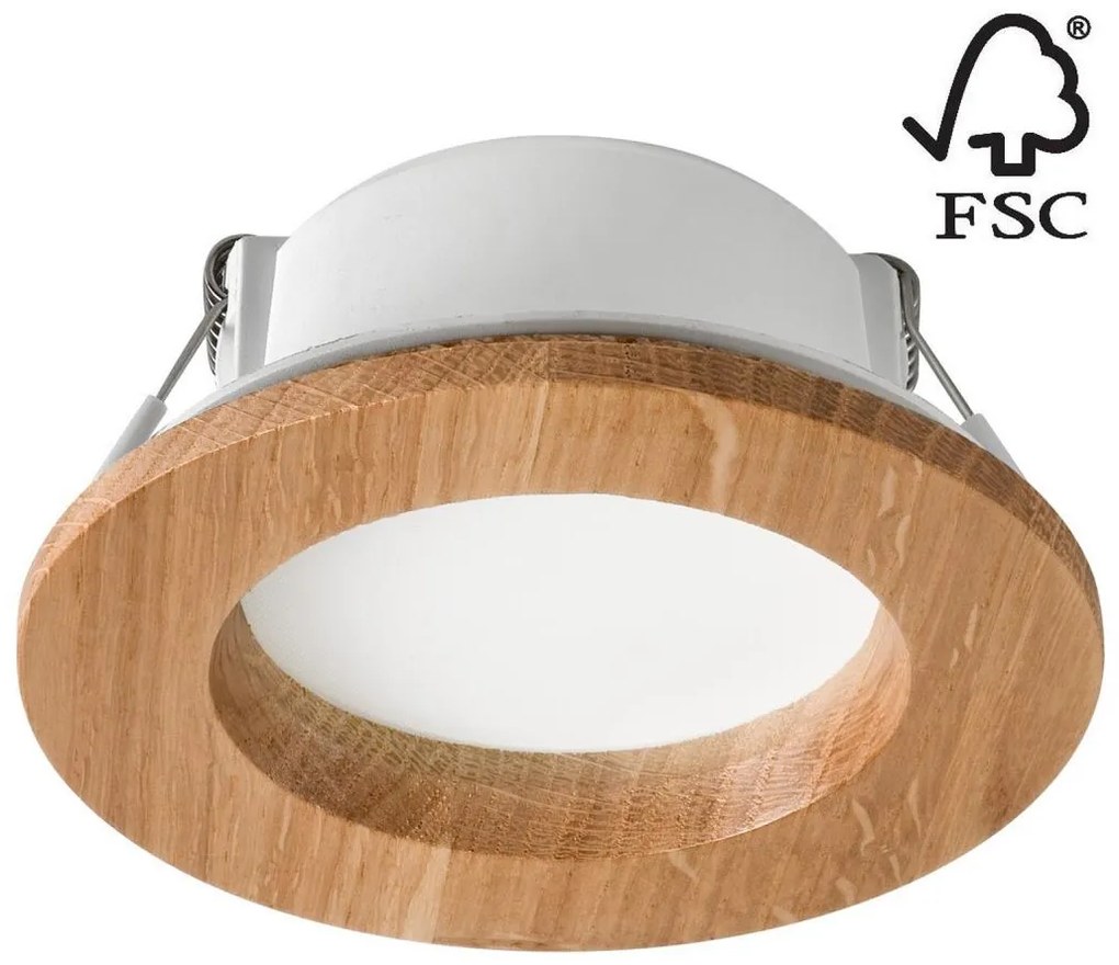 Lamkur LED Podhľadové svietidlo WOODY SPOT LED/5,5W/230V 4000K dub ø 10 cm LA51796