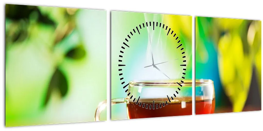 Obraz - Zátišie s čajom (s hodinami) (90x30 cm)
