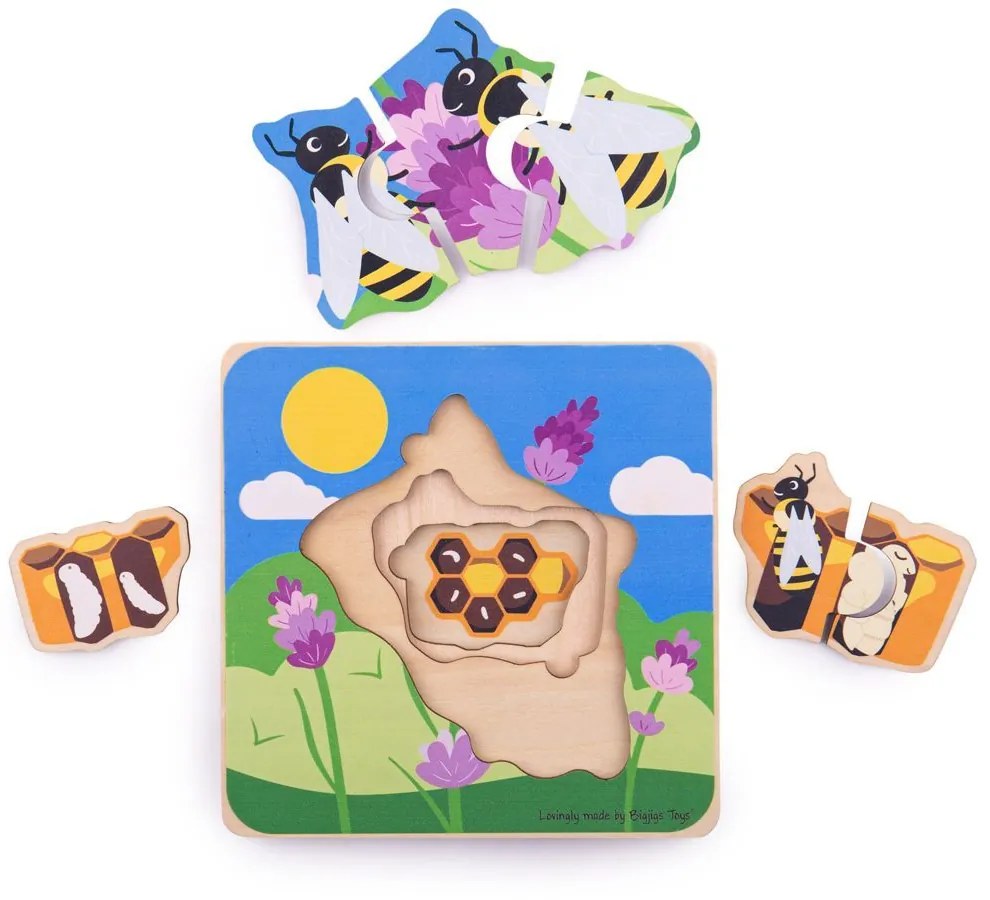 Bigjigs Toys Vkladacie puzzle životné cykly včely