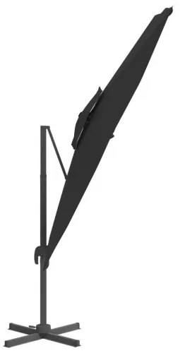 vidaXL Dvojitý konzolový dáždnik čierny 400x300 cm-