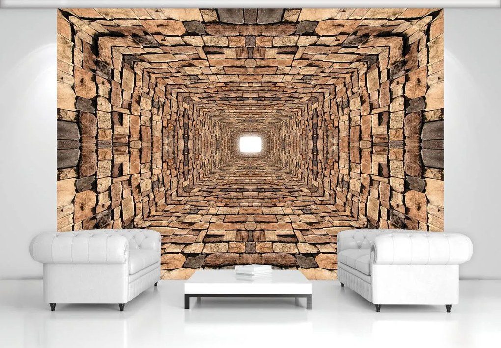 Fototapeta - Tunel 3D kameňov (152,5x104 cm)