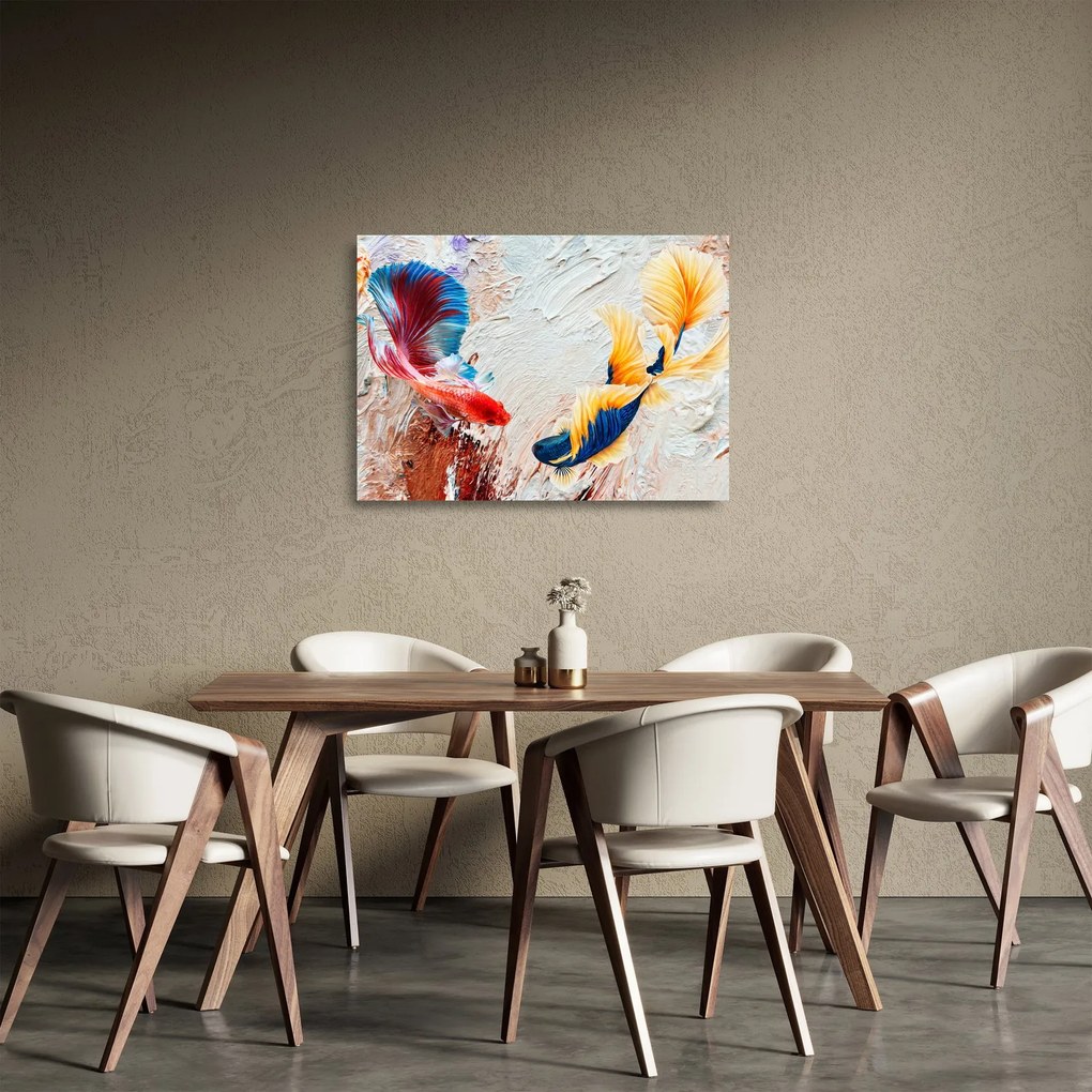 Sklenený obraz - Ryby bojovníčky (70x50 cm)