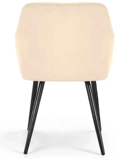 Sada dvoch jedálenských stoličiek VELTO zamatové, béžové / čierne nohy (2 ks)
