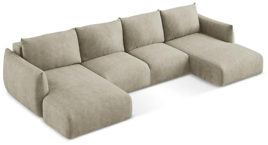 Béžová ženilková rozkladacia rohová pohovka (do tvaru "U") Leila – Makamii