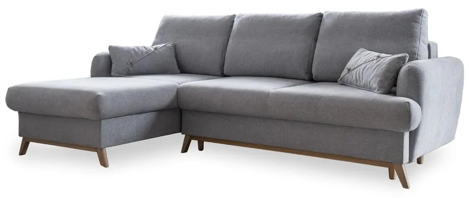 Svetlosivá rozkladacia/s úložným priestorom rohová pohovka (ľavý roh/s leňoškou) Scandic Lagom – Miuform