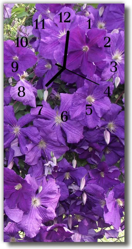 Sklenené hodiny vertikálne  Kvety purpurovej Primrose