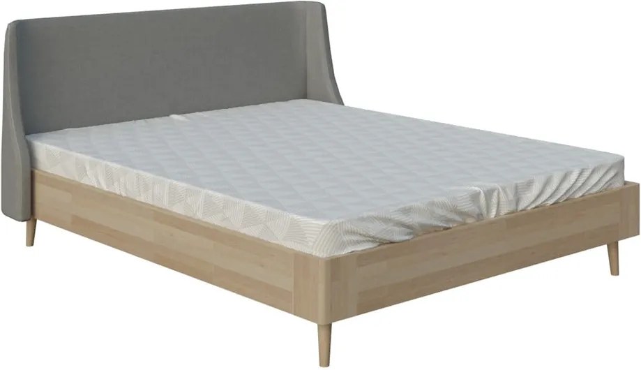 Sivá dvojlôžková posteľ PreSpánok Lagom Side Wood, 180 x 200 cm