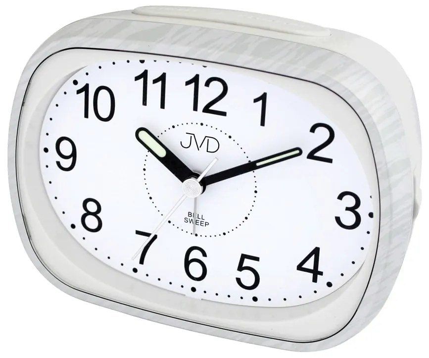 Analógový budík JVD SRP836.8 s mechanickým zvonením – tichý chod sweep, 12 cm