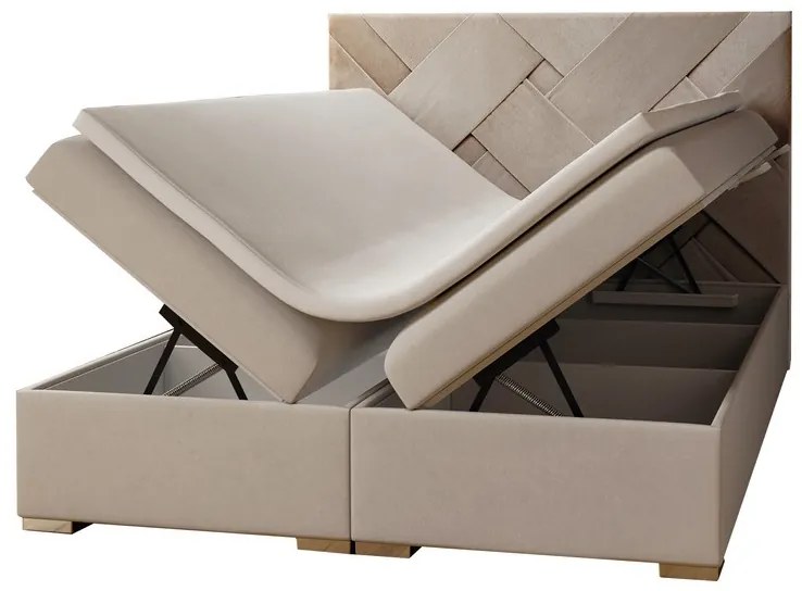 Manželská posteľ Boxspring 140 cm Melo (béžová) (s úložným priestorom). Akcia -20%. Vlastná spoľahlivá doprava až k Vám domov. 1020233