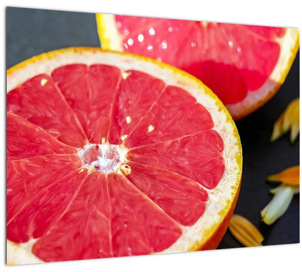 Sklenený obraz rozkrojených grapefruitov (70x50 cm)