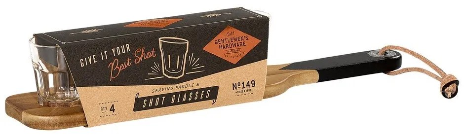 Drevená servírovacia doštička a 4 štamperlíky Gentlemen's Hardware