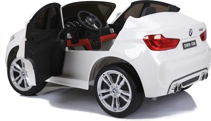 LEAN CARS Elektrické autíčko BMW X6M pre deti LED MP3 ovládač biele