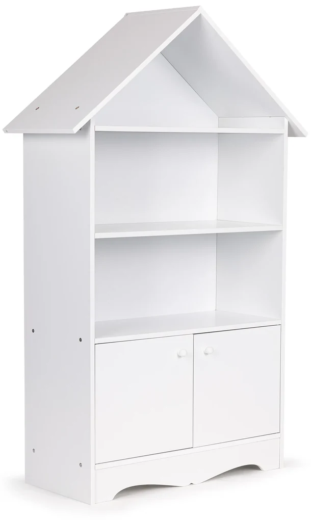 Polička, skrinka domček na hračky, biely Ecotoys