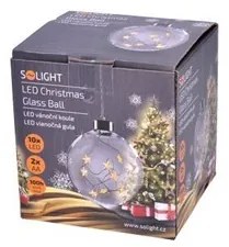 SOLIGHT LED vianočné gule sklenená, 10LED, 2x AA, IP20