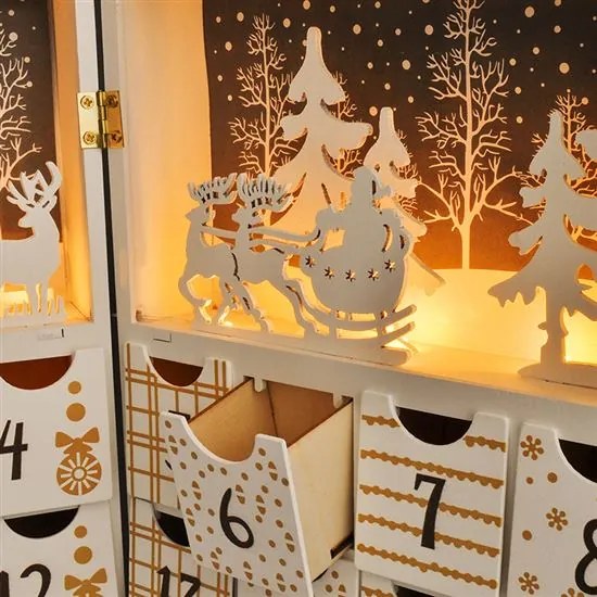 Solight LED drevený adventný kalendár kniha 1V244