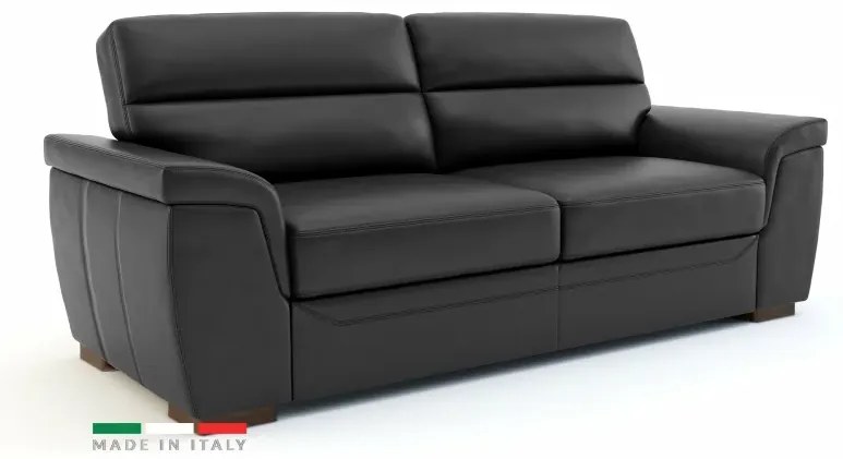 Kožená pohovka ROSSO II 3P, čierna (nero 308)