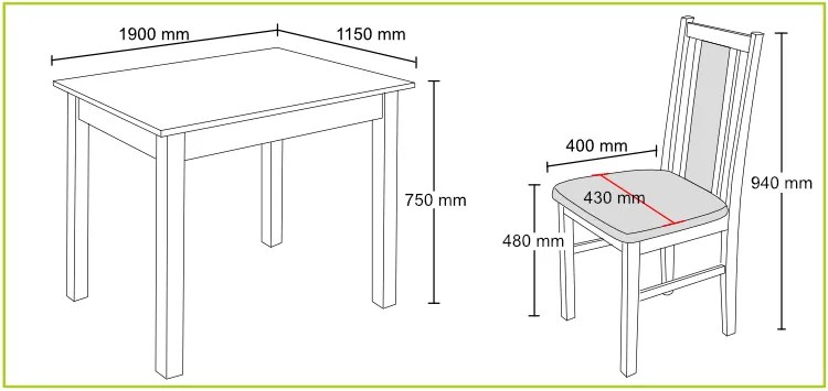 Nabytekmorava Jedálenský set Brooklyn pre 8 osôb, stôl 190x115 cm farba lamina: Antracit, čalúnenie vo farbe: SCALA škoricová 54