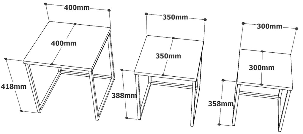 Súprava 3 ks konferenčných stolíkov Houseland Voyage zlatá/mramor