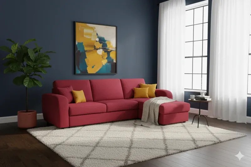 Rohová sedacia súprava na každodenné spanie LIVORNO s rozkladom, 140, sivá (penelope 22/drevené nohy)