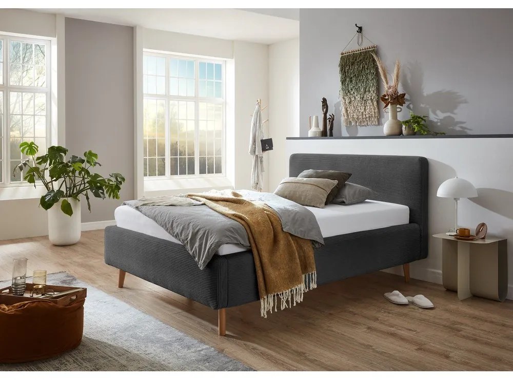 Antracitová čalúnená jednolôžková posteľ bez roštu 120x200 cm Mattis – Meise Möbel