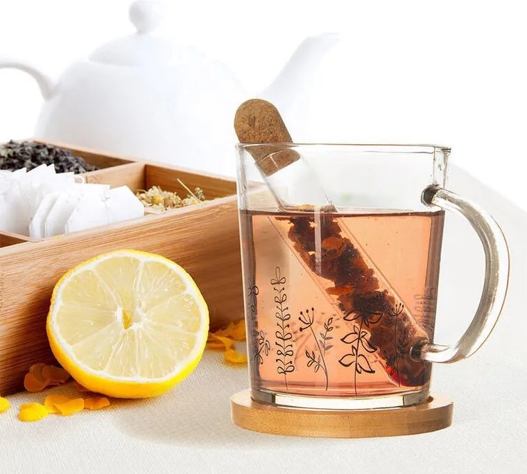 Sklenený hrnček s podtáckou a infuzérom LÚKA 420 ml