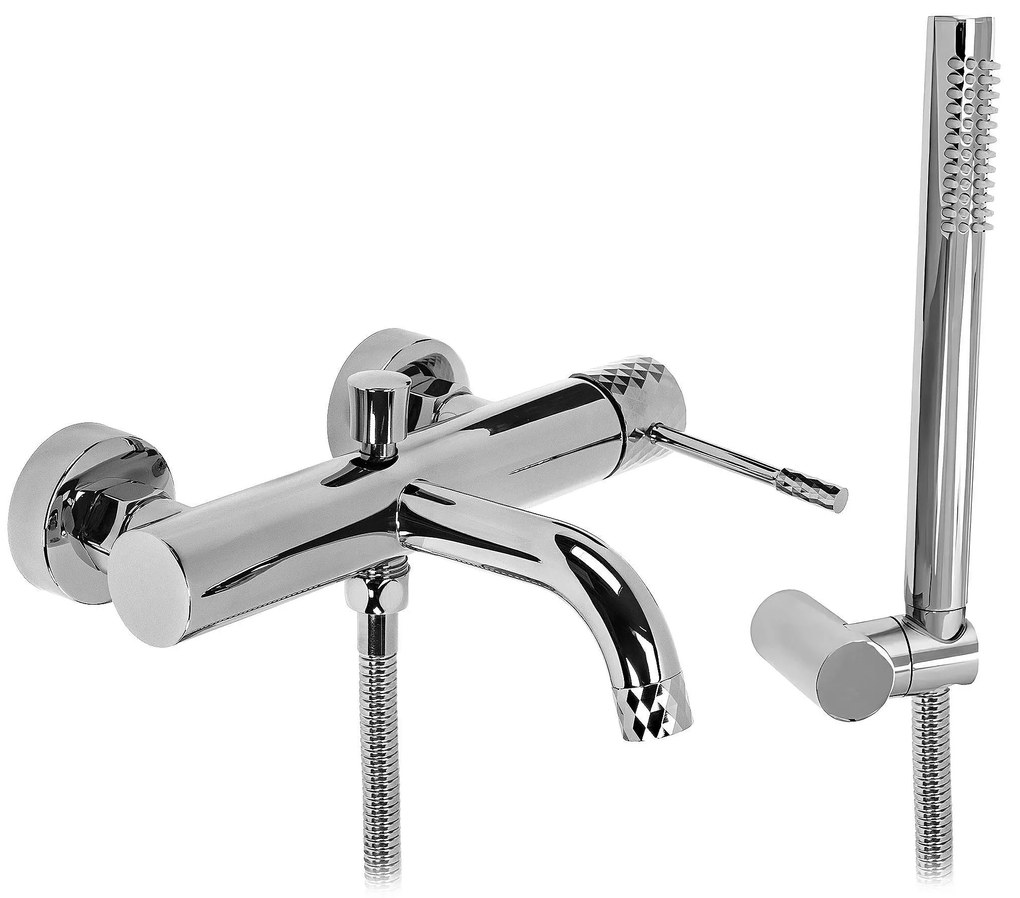 Rea Lungo Diamond, vaňová batéria s ručnou sprchovou súpravou, chrómová, REA-B6447