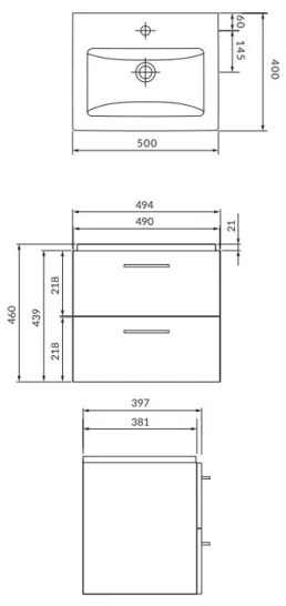Cersanit S801-146-DSM - Závesná kúpeľňová skrinka s umývadlom LARA COMO biela