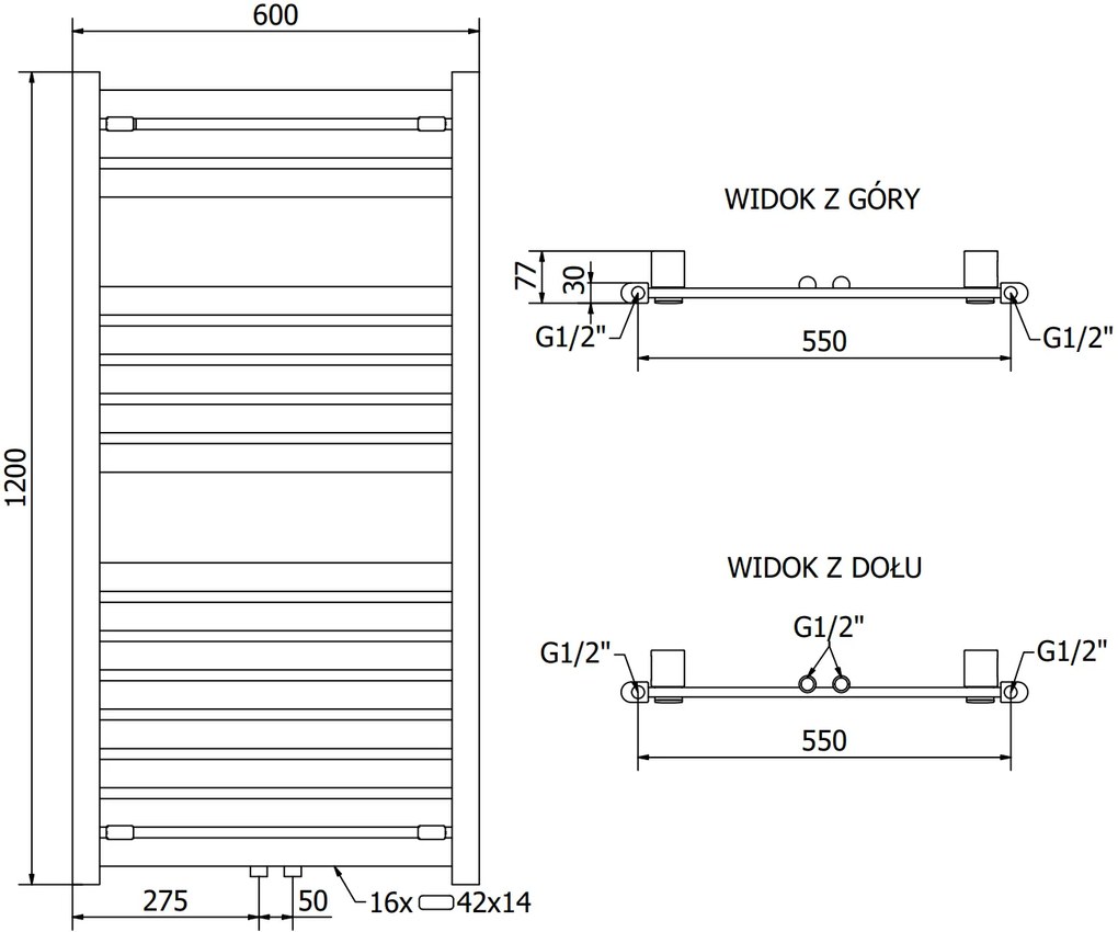 Mexen Uran, vykurovacie teleso 1200x600 mm, 485 W, chrómová, W105-1200-600-00-01