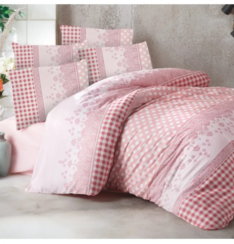 Obliečky bavlnené Alis ružové EMI, Štandardný set jednolôžko obsahuje 1x 140x200 + 1x 70x90