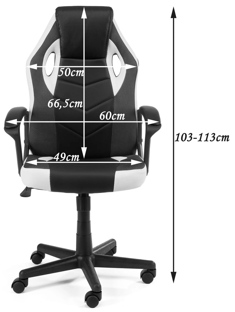 Kancelárska/herná stolička Fiero (biela). Vlastná spoľahlivá doprava až k Vám domov. 1071057