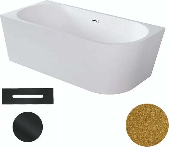 Besco Akrylátová voľne stojaca rohová vaňa Zoya Glam Z 150x75 (170x80) biela/zlatá BESCO-Typ výpuste: Click-Clack s prepadom, zlatá, BESCO-Rozmery: 1…