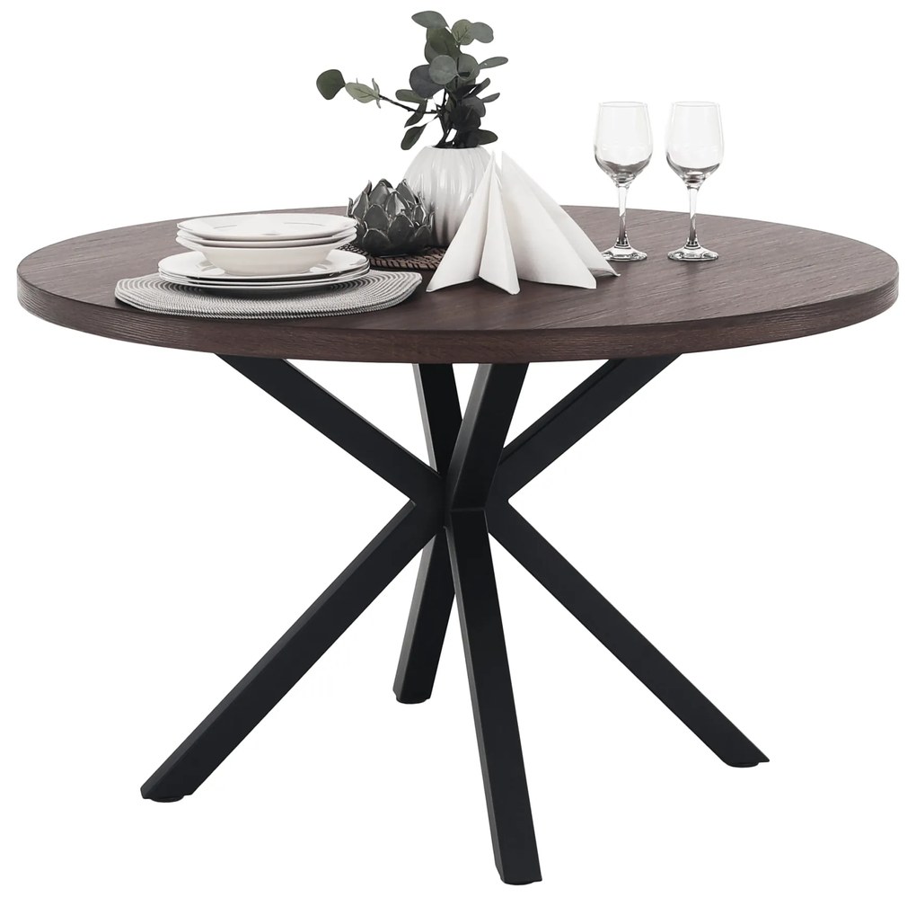 Kondela Jedálenský stôl, tmavý dub/čierna, priemer 120 cm, MEDOR
