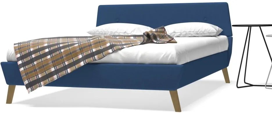 245126 Edco Rám postele s roštom, látkový, 140x200 cm, modrý