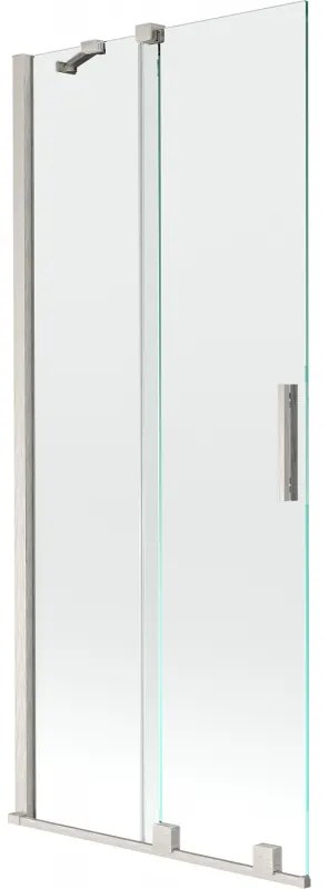 Mexen Velar, 2-krídlová posuvná vaňová zástena 80 x 150 cm, 8mm číre sklo, brúsená oceľ, 896-080-000-01-97