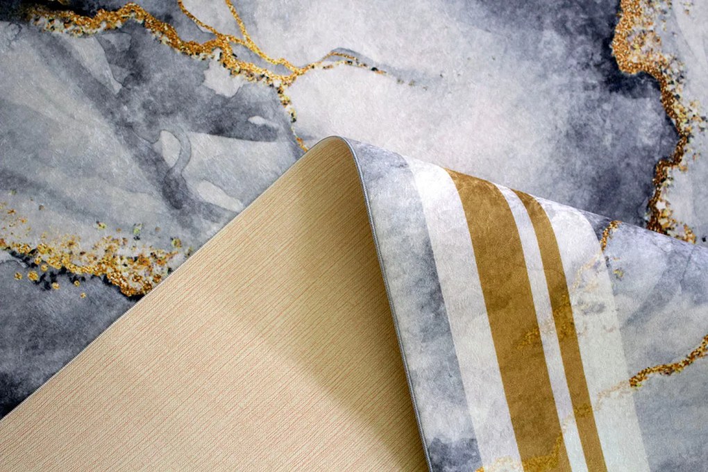 Koberec Porte 2001 GREY GOLD – sivý so zlatým vzorom, obdĺžnik Rozmer: 50x80 cm