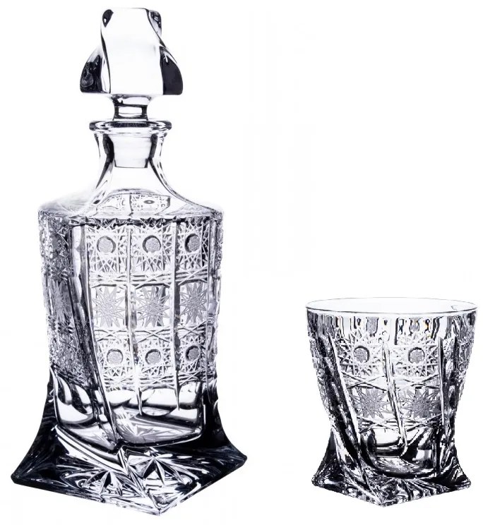 Onte Crystal Bohemia Crystal ručne brúsený krištáľový whisky set Quadro 500pk 1+2